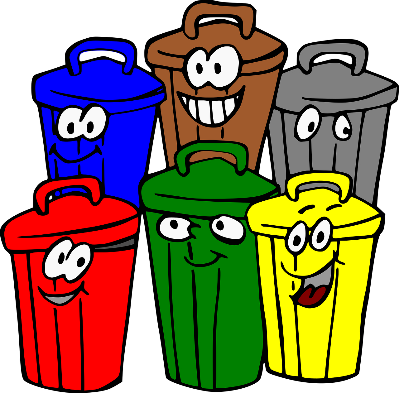 Trash Bins Smiley Face Trash Cans  - ArtRose / Pixabay